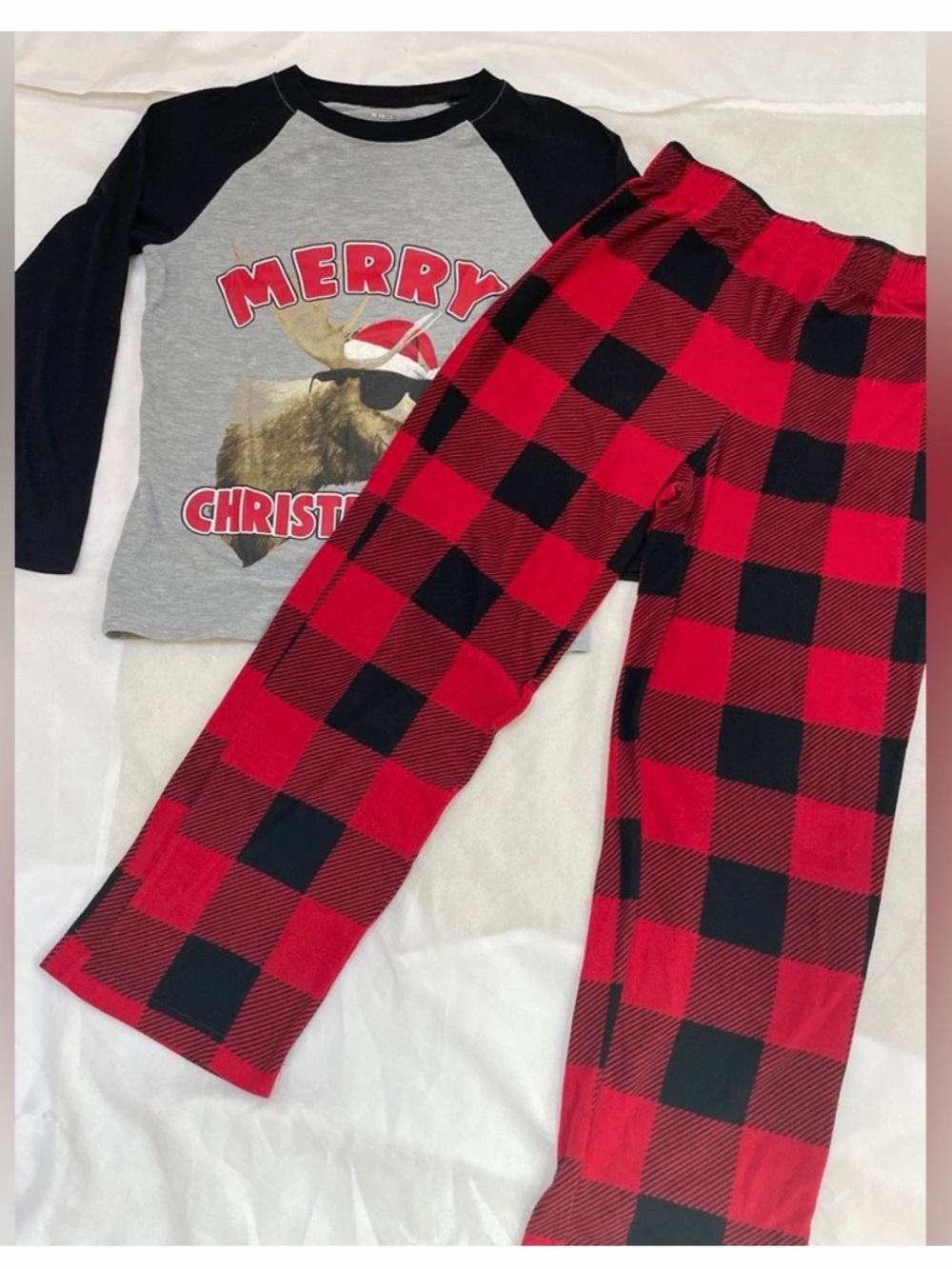 Arizona Jean Company 10/12 Christmas Moose Pajama Set Buffalo Plaid Holiday PJs